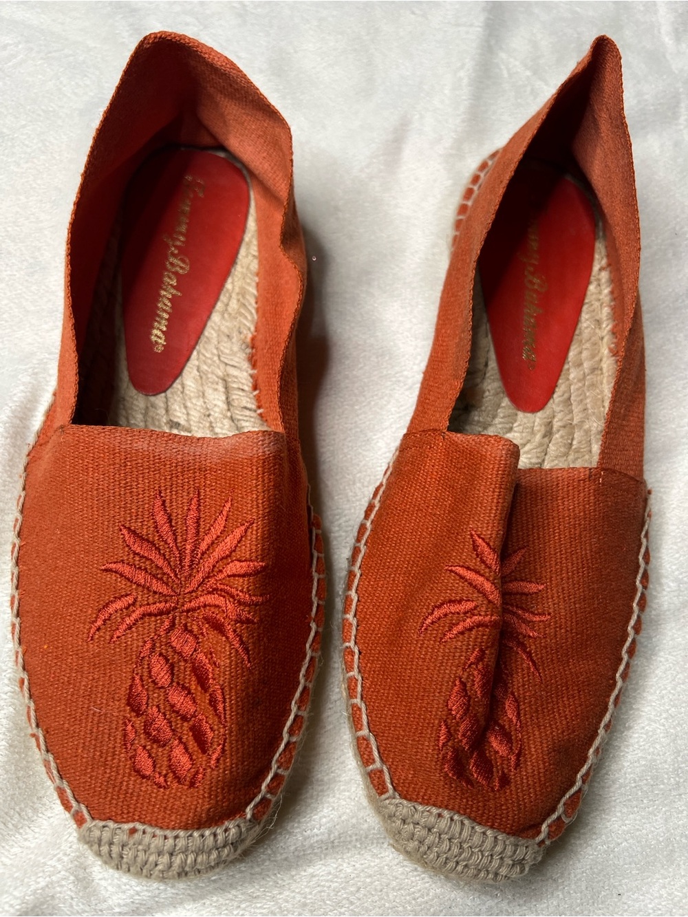 Tommy Bahama Orange Canvas Espadrille Flats Nautical, Boho Chic, Minimalist